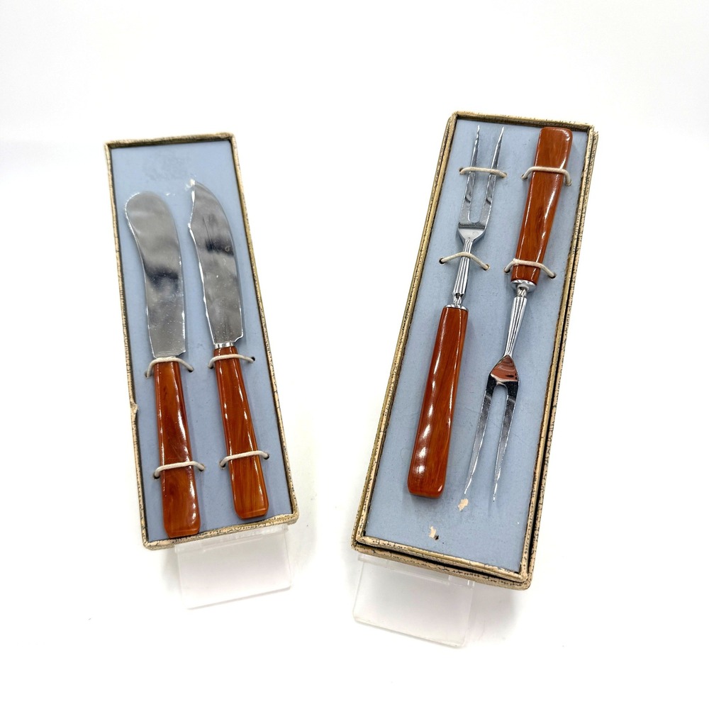 MCM Justinus Solingen Serving‎ Set Amber Brown 1960s 6.5"